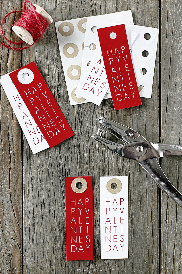 Sweet and simple typography printable valentine tags. Two color options and they're FREE! Print yours at livelaughrowe.com