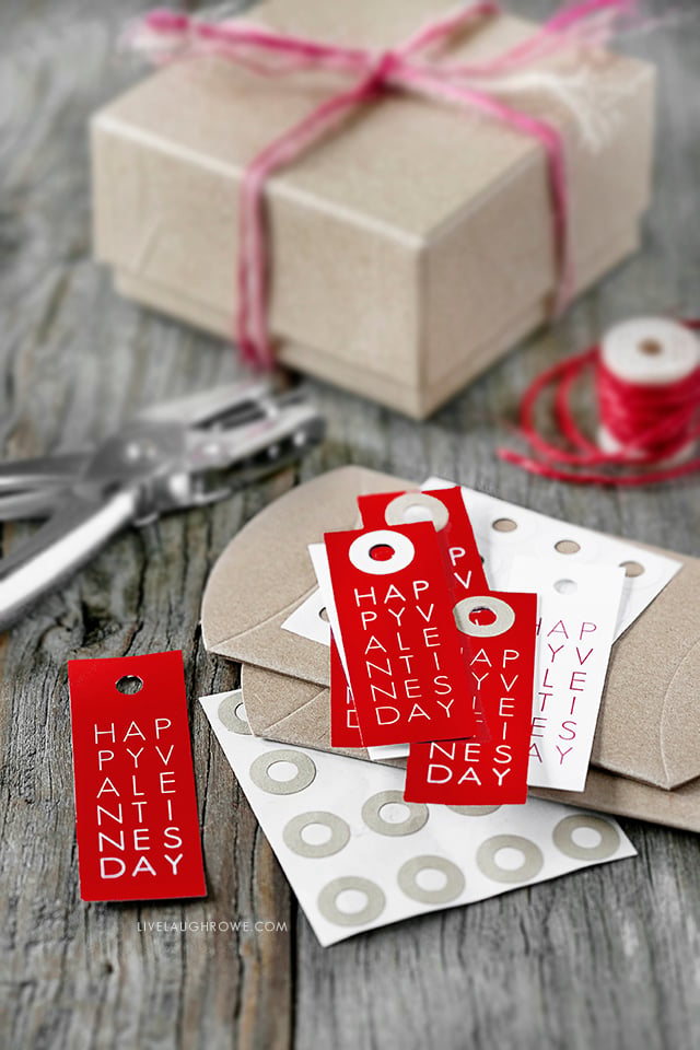 Sweet and simple typography printable valentine tags. Two color options and FREE! Print yours at livelaughrowe.com