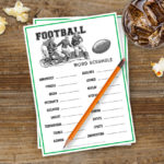 Football fans rejoice! This Football Word Scramble should be a BIG hit on game day! Make this a Super Bowl Party Game that will put your guests to work in a fun competition. Print yours at livelaughrowe.com