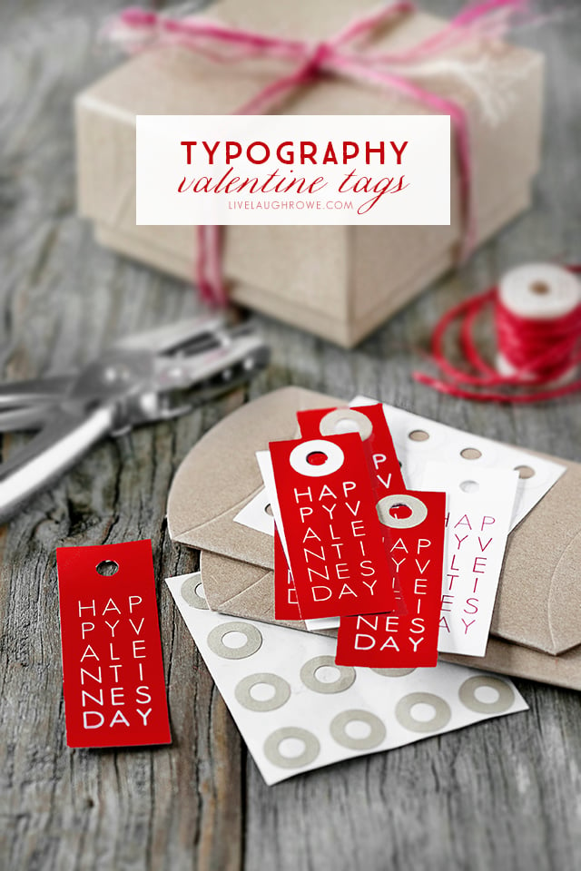 Sweet and simple typography printable valentine tags. Two color options and they're FREE! Print yours at livelaughrowe.com