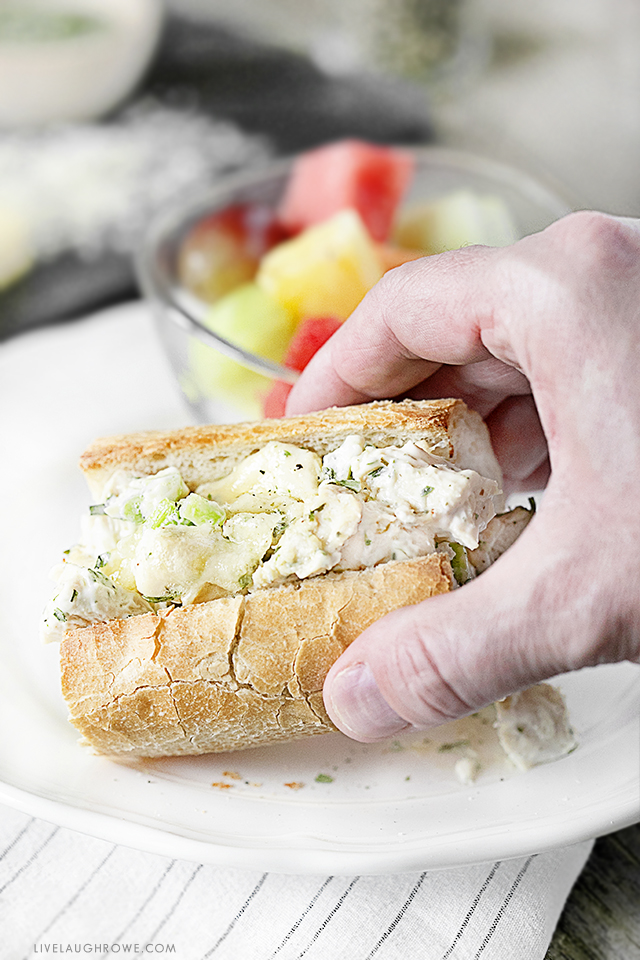 Easy, creamy and cheesy? Yes, please. This WW friendly Chicken Salad Melt Sandwich is on the lighter side without compromising any flavor. Recipe at livelaughrowe.com