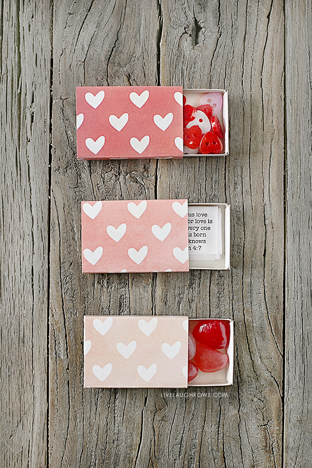 Celebrate Valentine's Day with two FREE printables! 20+ printable scripture cards plus darling valentine matchbox covers. Pair the two and you have a sweet gift idea for mom, dad, friends, classmates and more! Print yours at livelaughrowe.com
