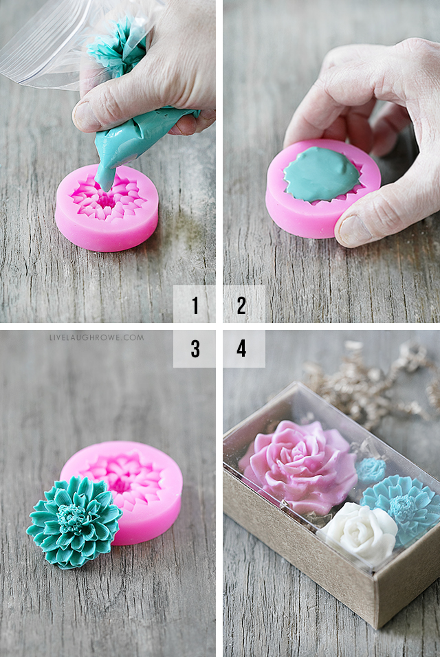 Learn how to make chocolate flowers using melt and pour chocolate! A simple and easy gift idea for any and all occasions. Tutorial at livelaughrowe.com