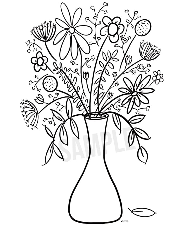 This hand drawn floral bouquet is a FREE printable coloring page from livelaughrowe.com. Take a break from your mundane day and color -- or have the kids color a bouquet for grandma or a neighbor too!