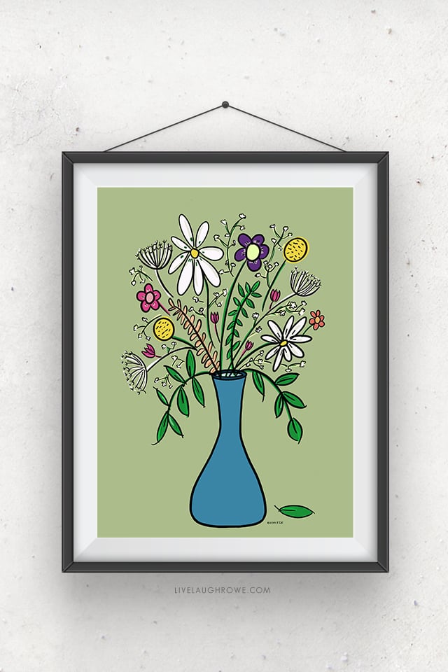 This hand drawn floral bouquet is a FREE printable coloring page from livelaughrowe.com. Take a break from your mundane day and color -- or have the kids color a bouquet for grandma or a neighbor too!