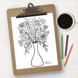 This hand drawn floral bouquet is a FREE printable coloring page from livelaughrowe.com. Take a break from your mundane day and color -- or have the kids color a bouquet for grandma or a neighbor too!