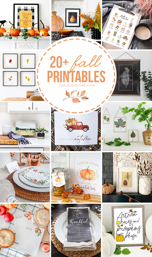 Over twenty fabulous and versatile Fall Printables for you to peruse and enjoy! What are you waiting for? livelaughrowe.com