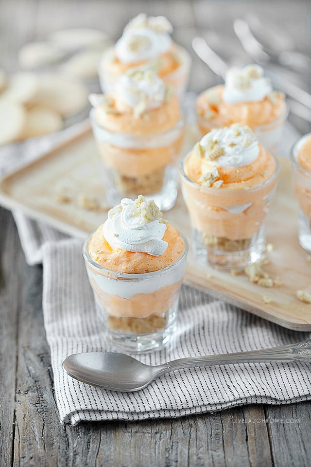 Orange Creamsicle Pudding Shots in Shot Glasses