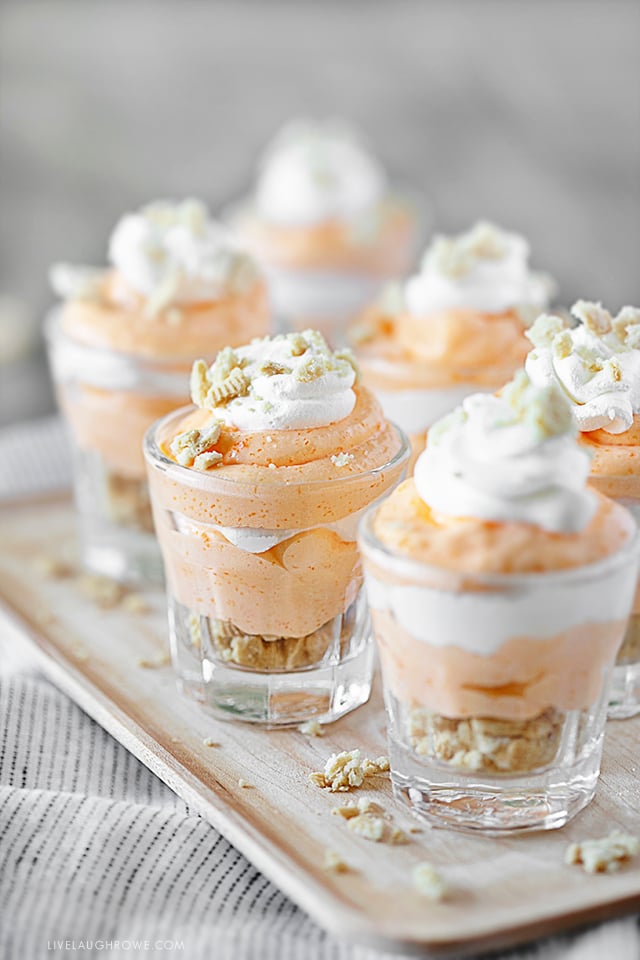 Orange Creamsicle Pudding Shots in Shot Glasses