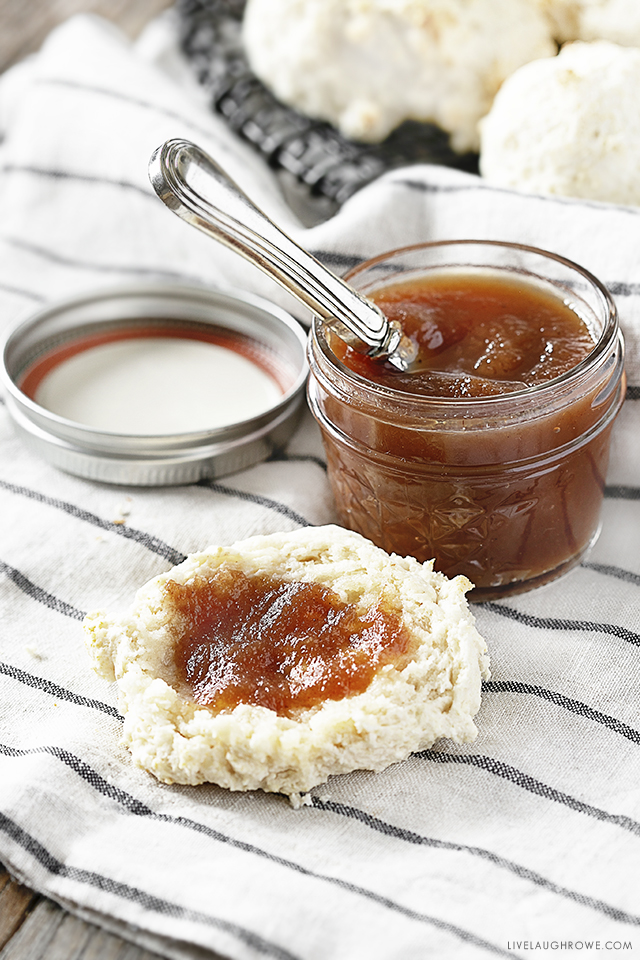 Delicious Crockpot Apple Butter with a Biscuit
