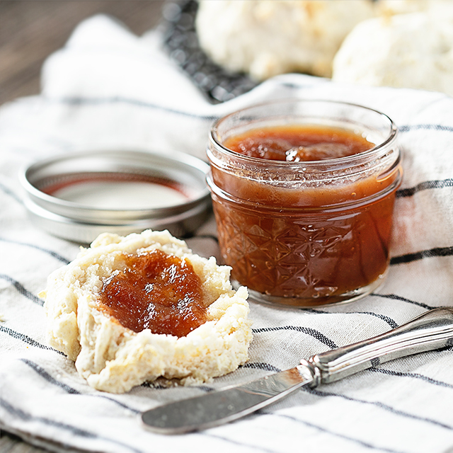 Square image of Apple Butter and Bisquick Biscuit