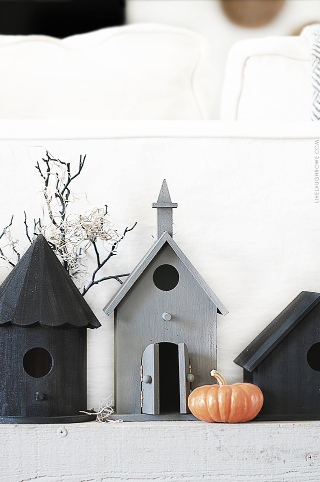 Close Up Shot of Halloween Birdhouses