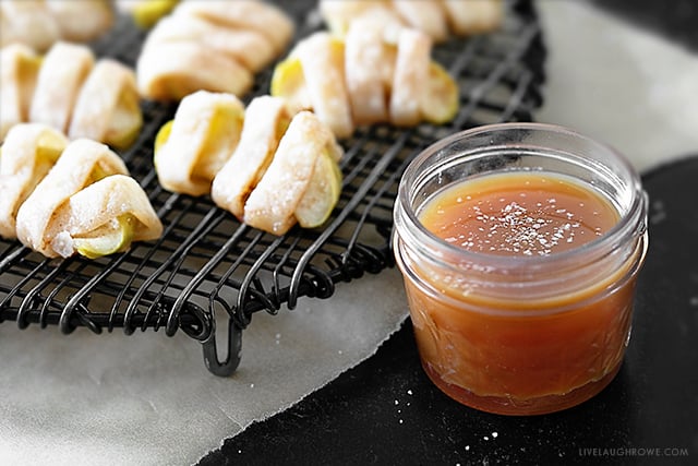 Caramel Dipping Sauce with mini desserts in background