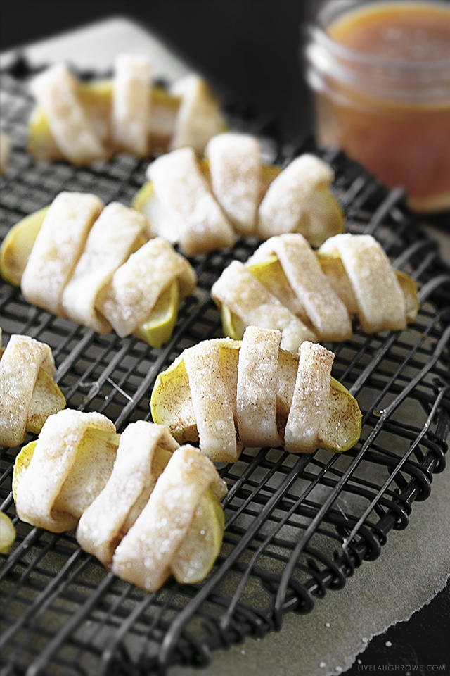 Bite-Size Apples Wrapped in Pastry Crust on a Cooling Rack
