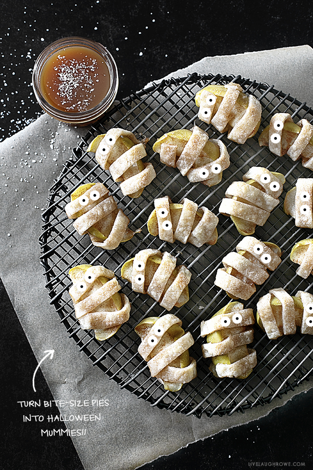 Halloween Mummy Snacks on Cooling Rack