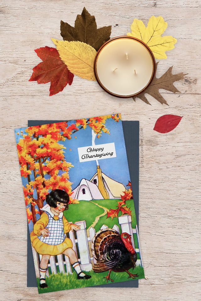 Thanksgiving Card with candles and leaves