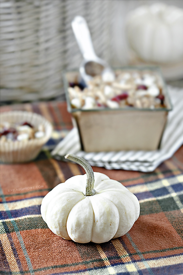 White Pumpkin in Fall Vignette