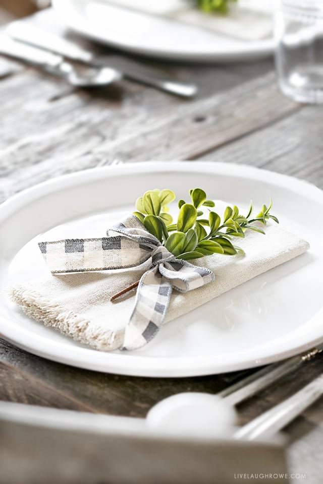 Place Setting with Boxwood Pick