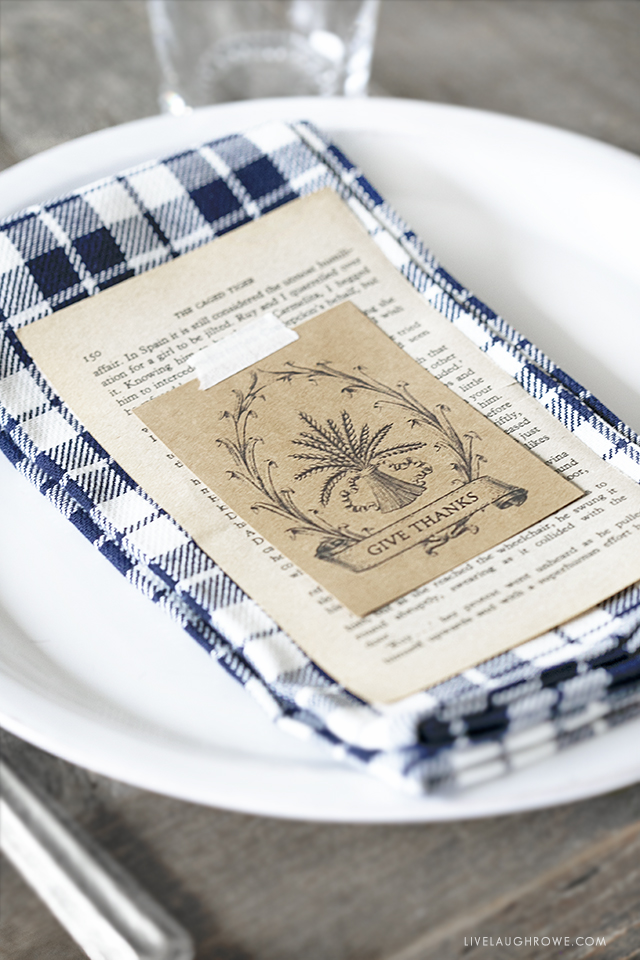 Printable Place Card on Gingham Napkin