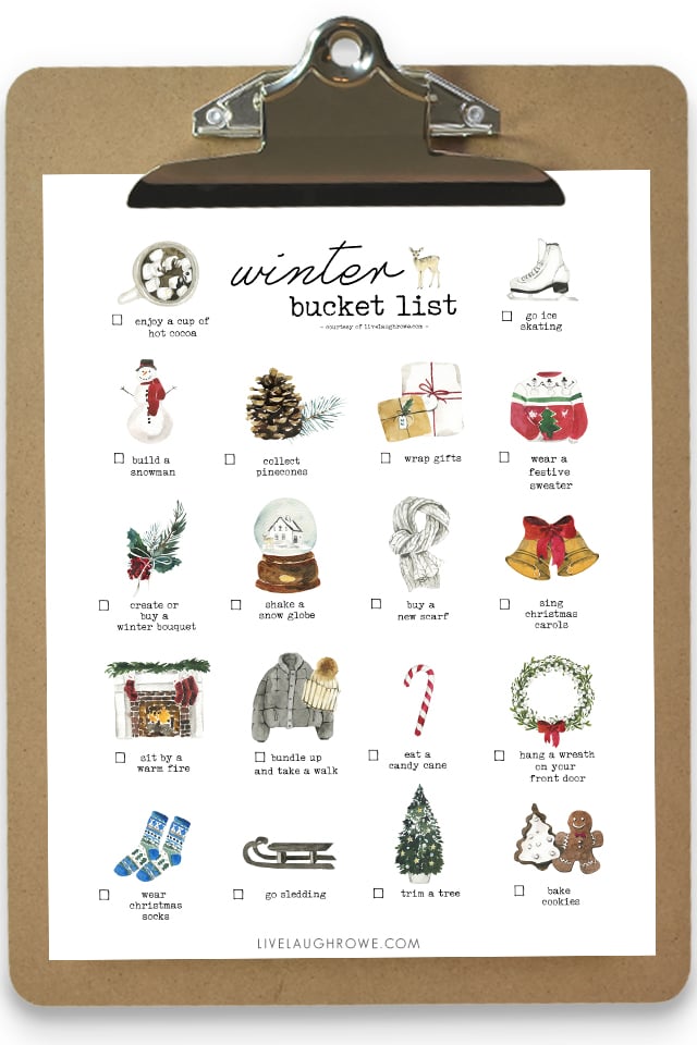 Winter Bucket List Printable - Live Laugh Rowe