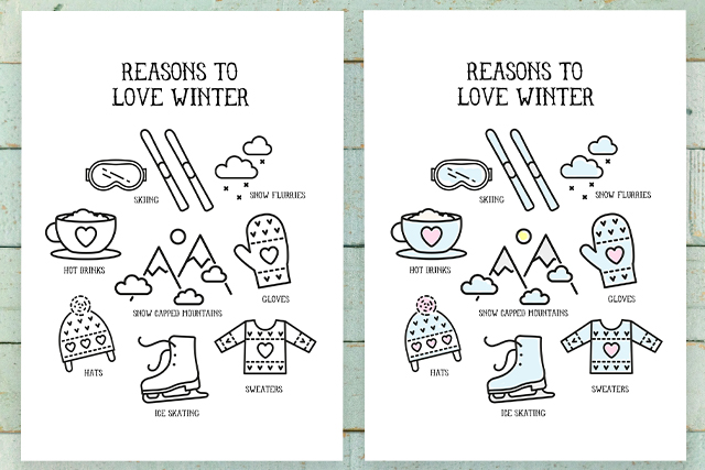 Side by Side Reasons to Love Winter Printables