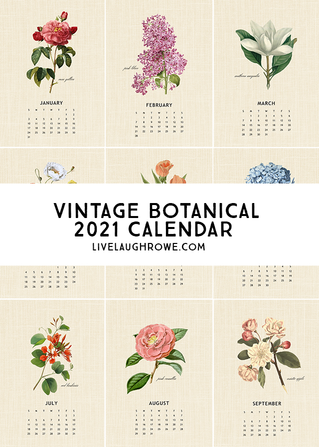 Vintage Botanical 2021 Calendar