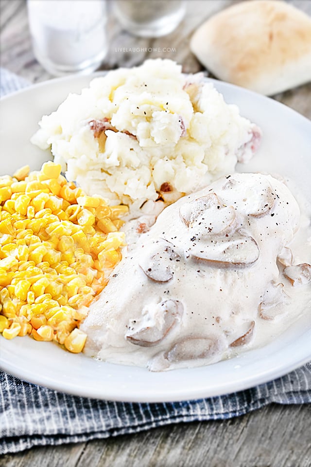 Crockpot Chicken Recipe with Mushrooms on Plate