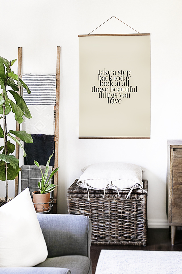 Quote Poster Hanging in Living Room