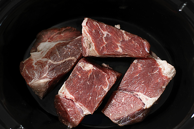 Chuck Roast Pieces in Crockpot