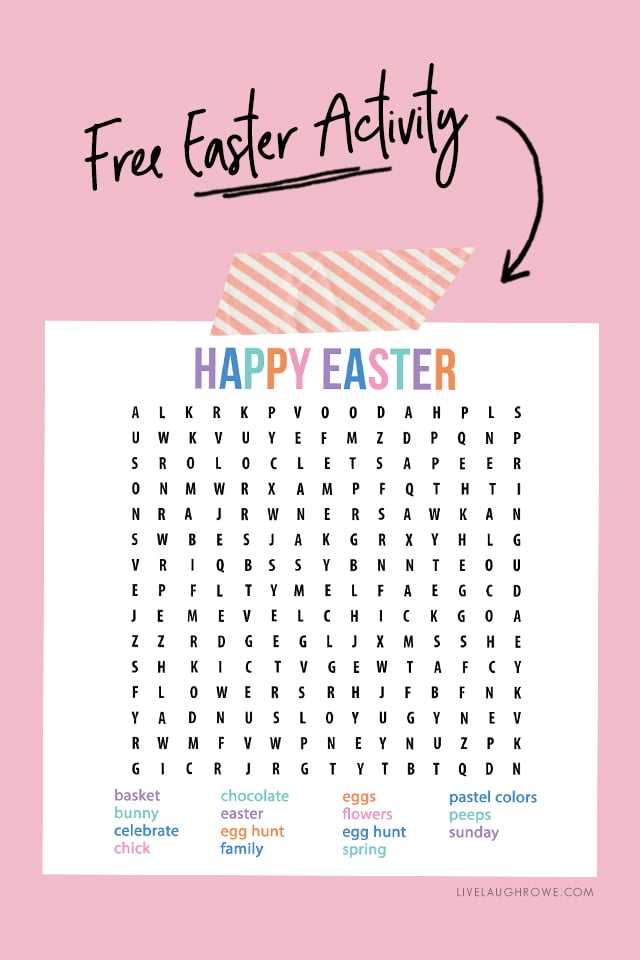 Easter Word Search Printable Game Live Laugh Rowe