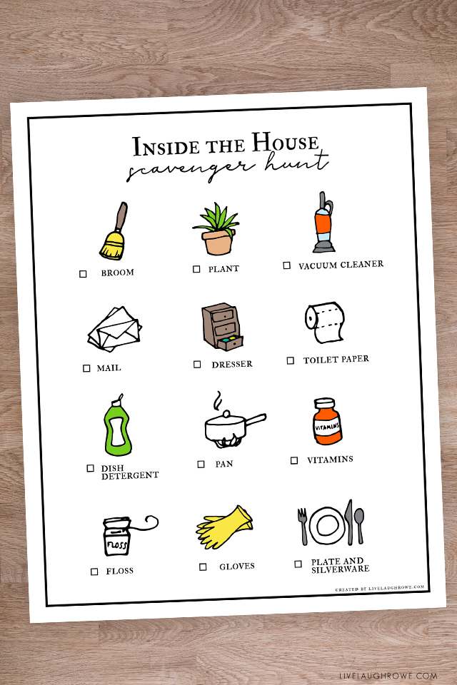 Scavenger Hunt and Coloring Sheet