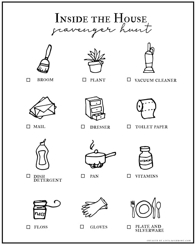 indoor scavenger hunt printable live laugh rowe