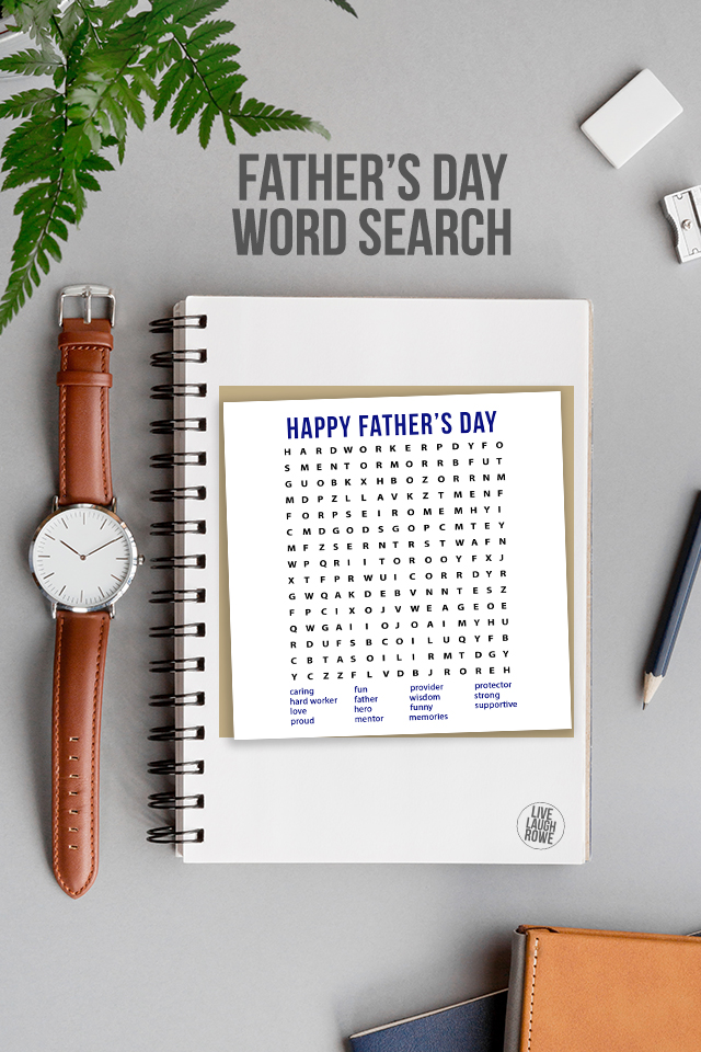 Fathers Day Word Search Styled with Notebook