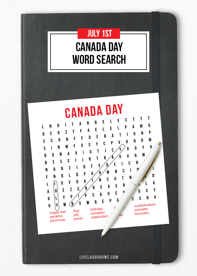 july 1st canada day word search live laugh rowe