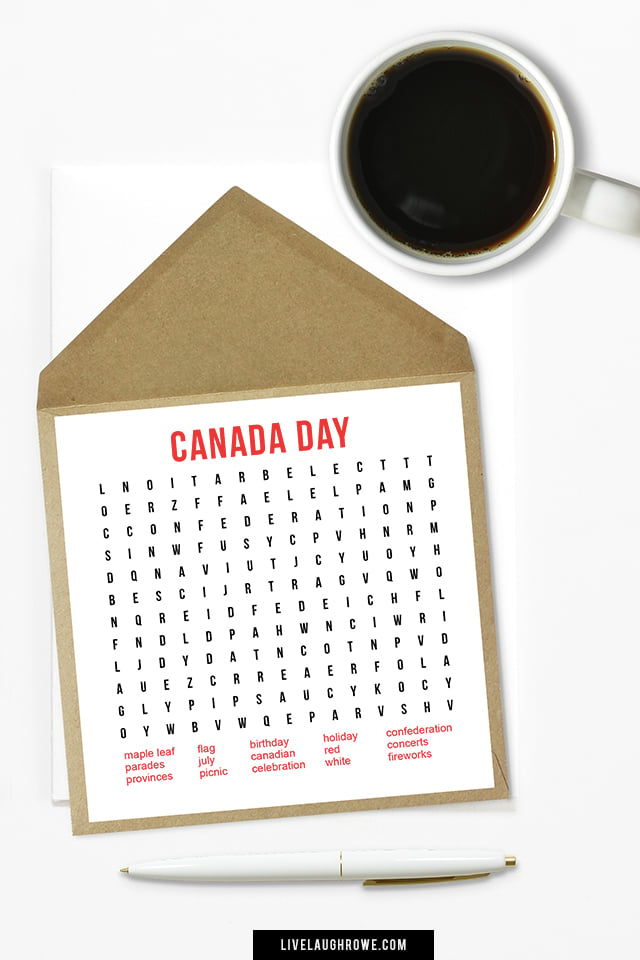 Printable July 1st Word Search