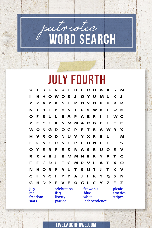 Word Search Printable for July 4th