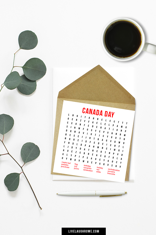 Canada Day Word Search