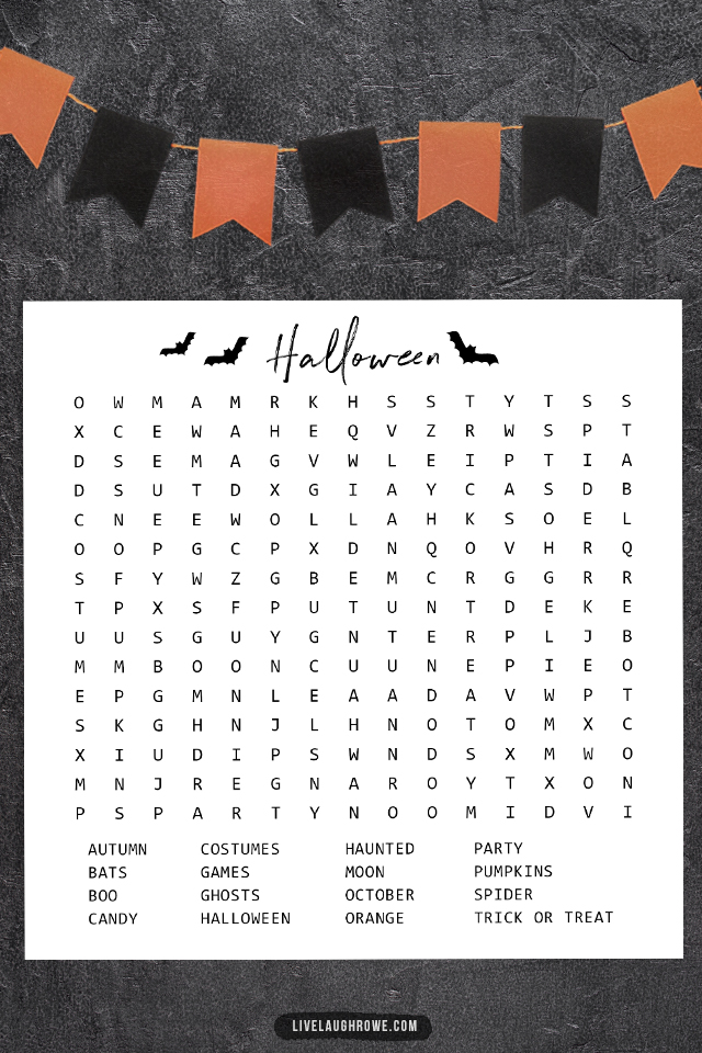 Close-Up of Halloween Word Search