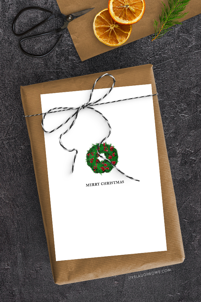 Free Printable Christmas Card with Wreath