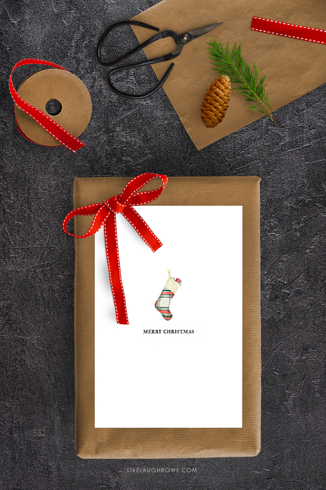 Free Printable Christmas Card with Stocking