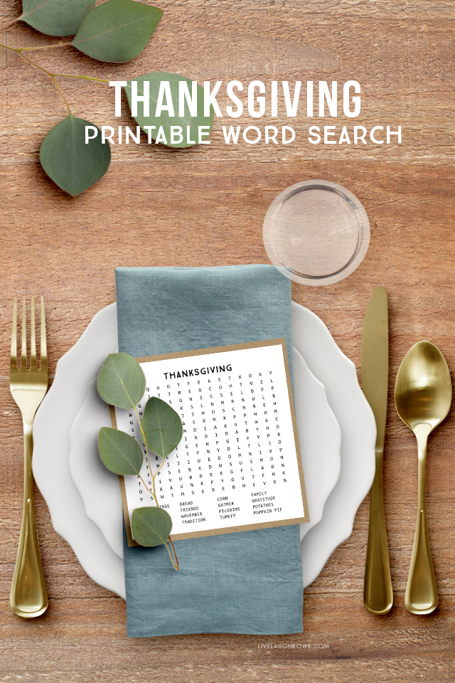 Thanksgiving Word Search Printable