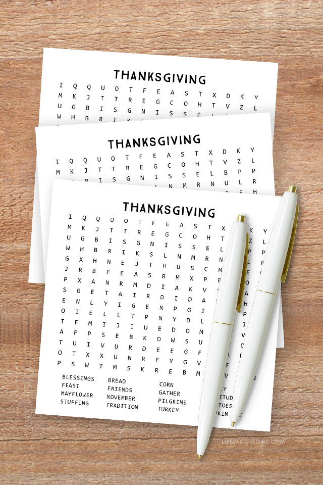 Thanksgiving Word Search Printables