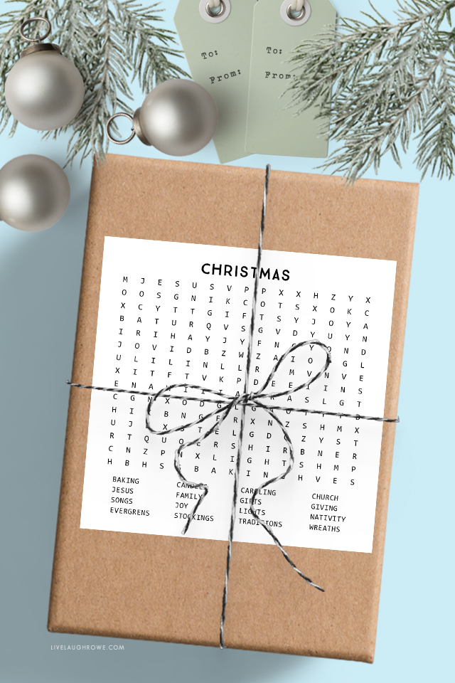 Christmas Word Search on Package