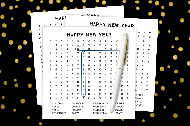Printable New Year's Word Search