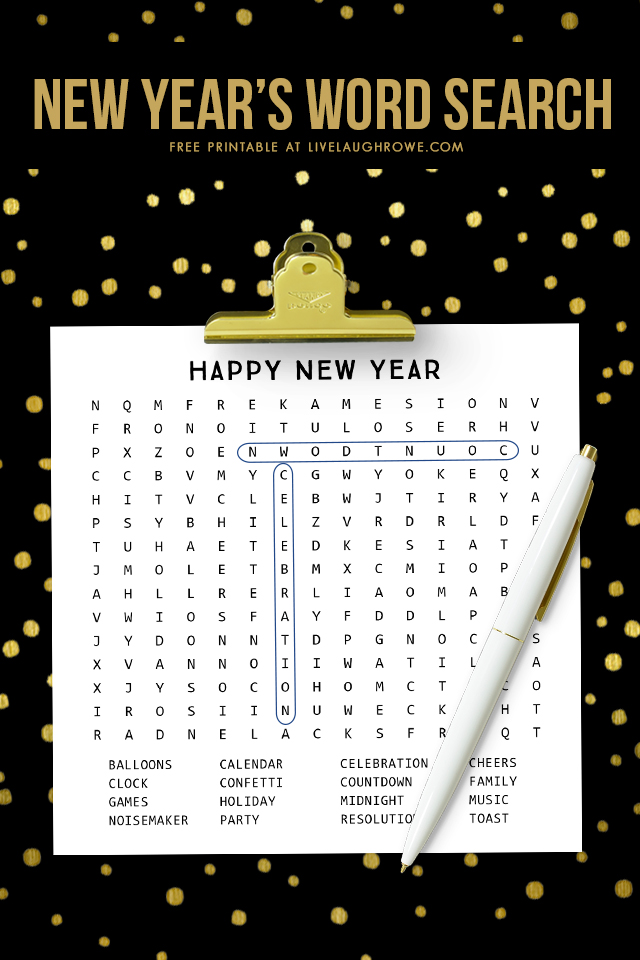 New Years Word Search Printable