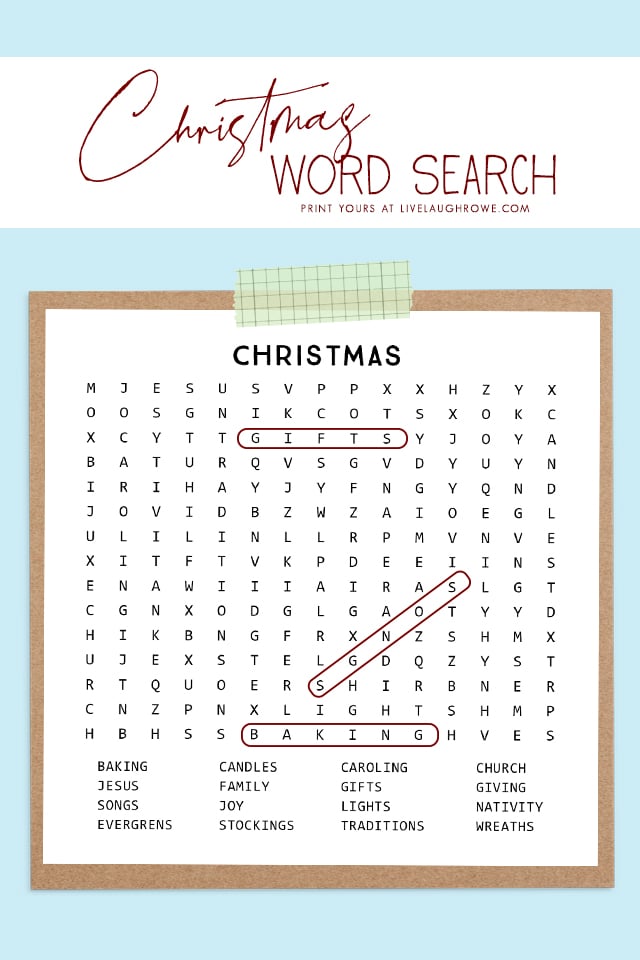 Christmas Word Search Printable