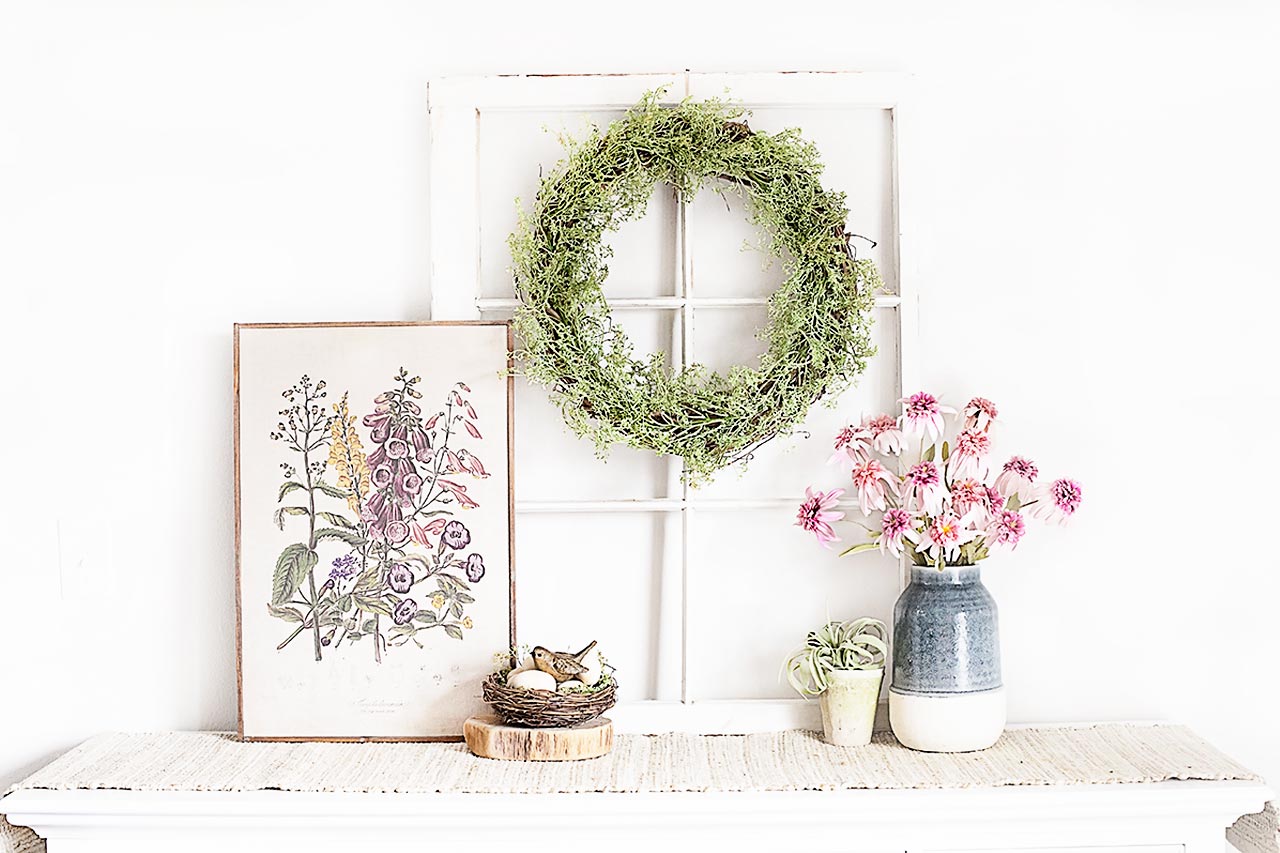 Spring Vignette | Simplicity with Greenery and Florals - Live Laugh Rowe