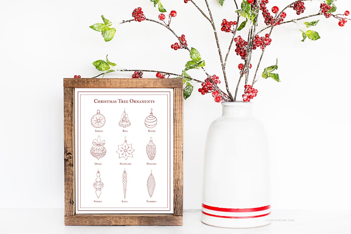 White Framed Christmas Ornaments Printable