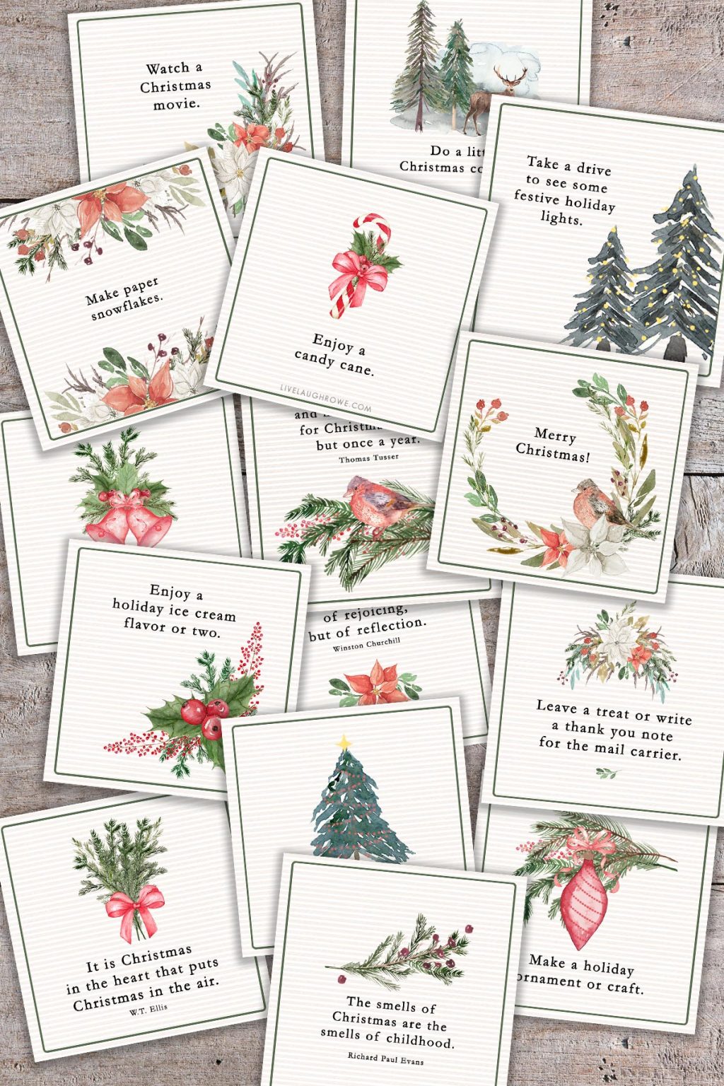 Christmas Advent Cards. Activities + Quotes - Live Laugh Rowe