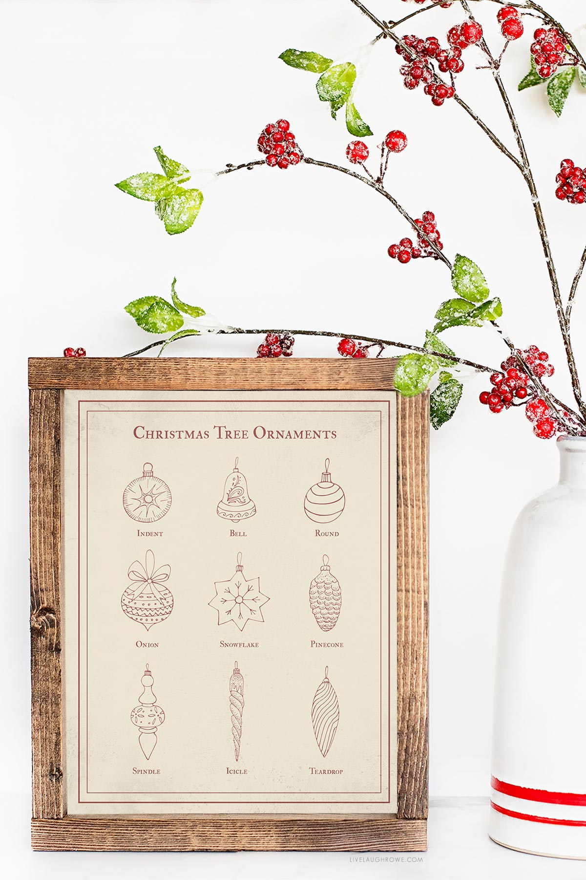 Beige Framed Christmas Ornaments Printable
